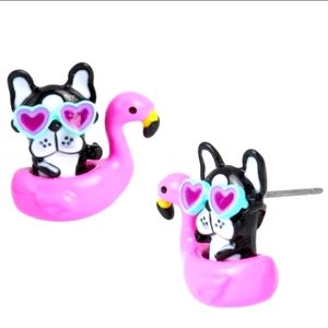 Betsey Johnson Beach Floating Dog Stud Earrings